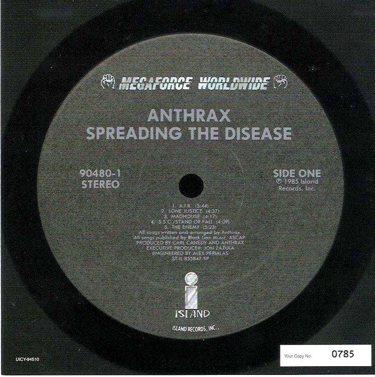 Side One Vinyl Sticker, Anthrax - Spreading The Disease